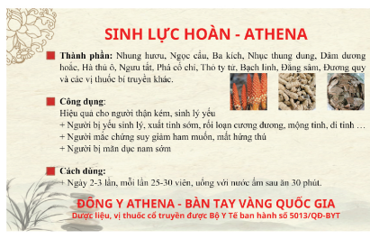 SINH LỰC HOÀN ATHENA - TINH HOA BÀI THUỐC TRUYỀN ĐỜI CỦA PHẠM TỘC Y ĐẠO